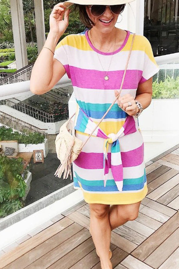 Color Striped T-Shirt Mini Dress