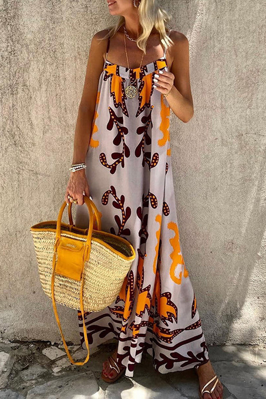 Sunday Color Palette Ethnic Printed Loose Cami Maxi Dress