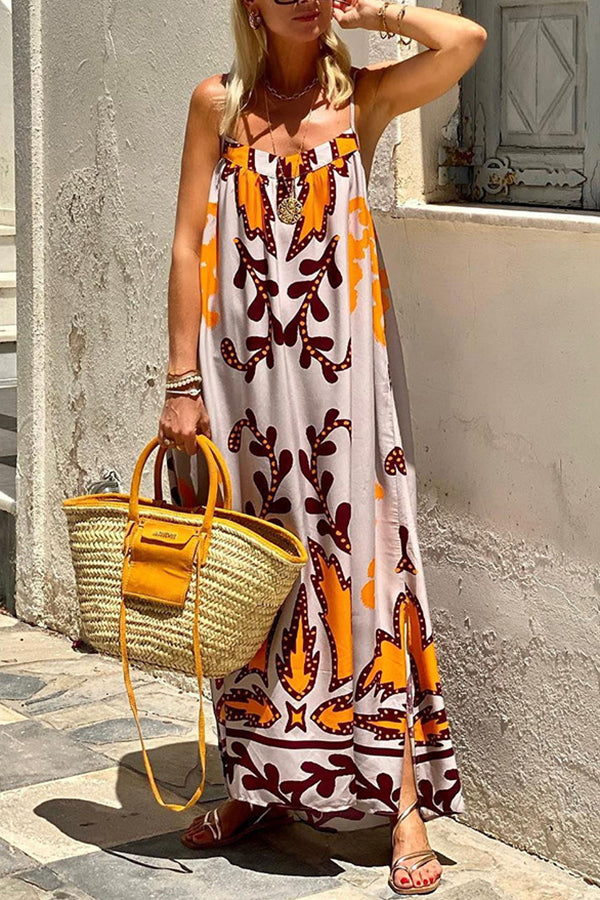 Sunday Color Palette Ethnic Printed Loose Cami Maxi Dress