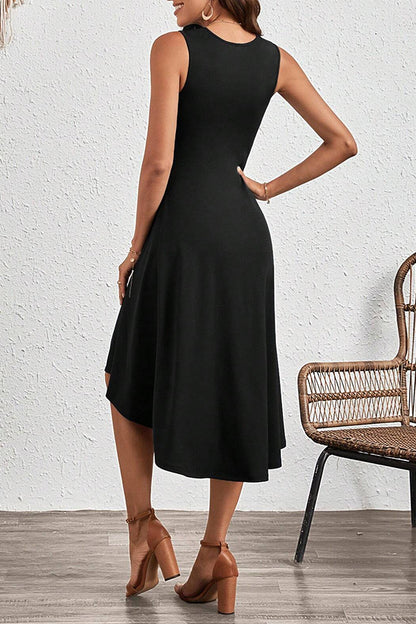 Ruched Front Solid A-line Dress