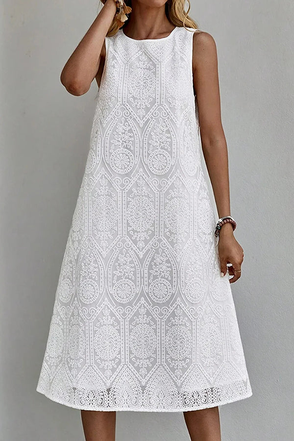 White Lace Sleeveless Dress