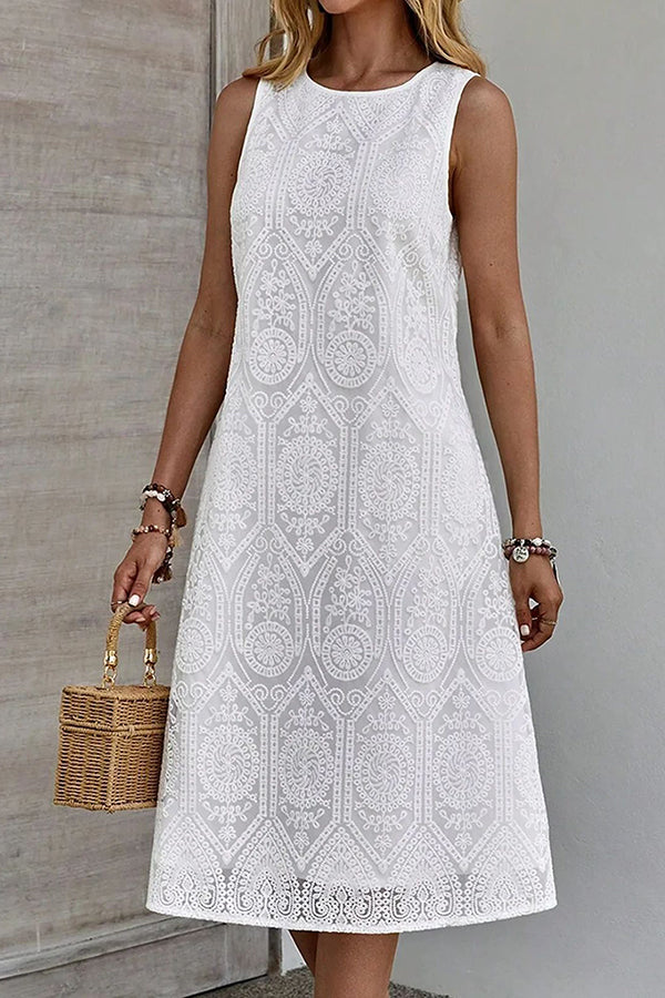 White Lace Sleeveless Dress