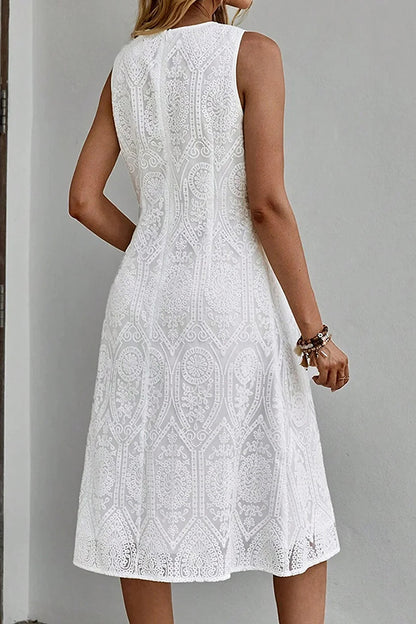 White Lace Sleeveless Dress