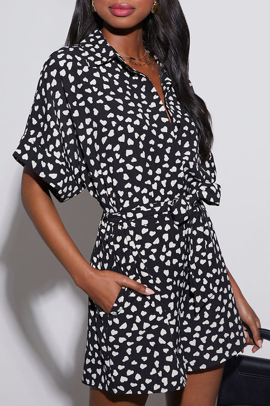 Heart Polka Dot Black Romper