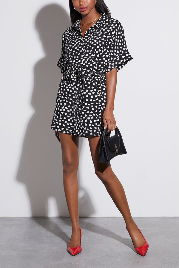 Heart Polka Dot Black Romper