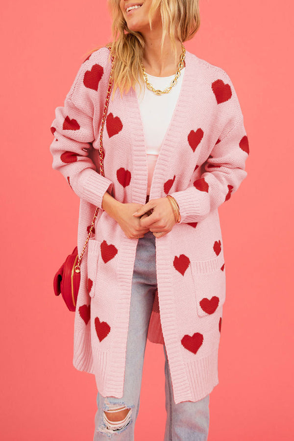 Valentine's Day Heart Knitted Cardigan