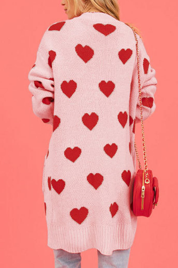 Valentine's Day Heart Knitted Cardigan