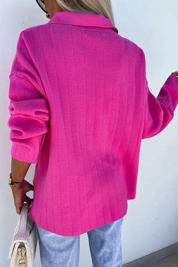 Alora Pink Sweater With Collar