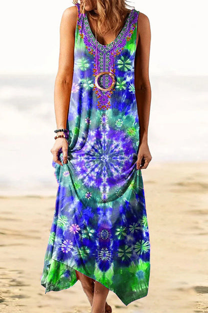 Bohemian Tie-Dye Maxi Dress