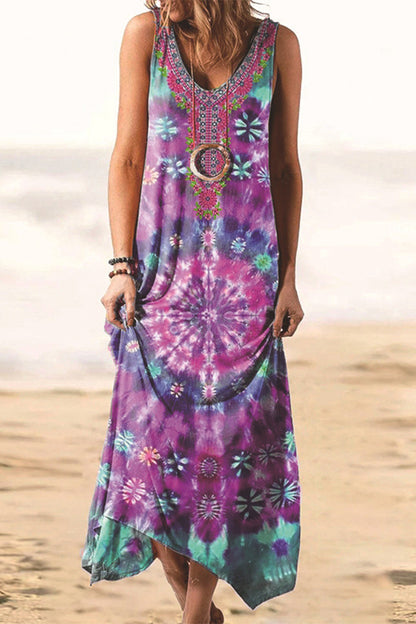 Bohemian Tie-Dye Maxi Dress