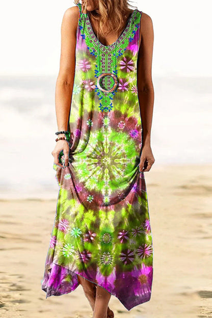 Bohemian Tie-Dye Maxi Dress