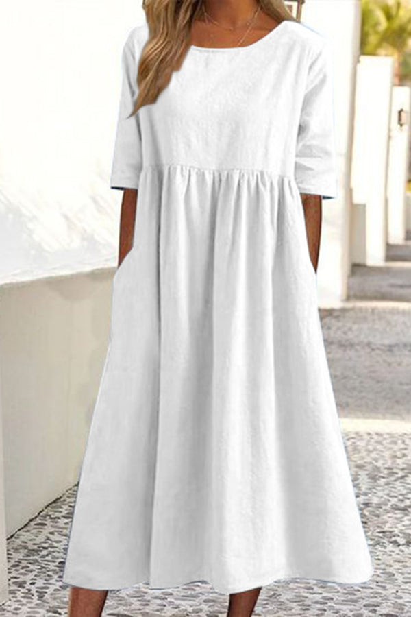 Women's Cotton Linen Cozy Vintage Dress