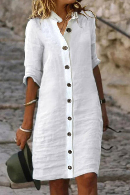 Plain Cotton Casual Dress