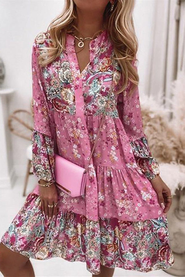 Floral Print Ruffle Hem Dress