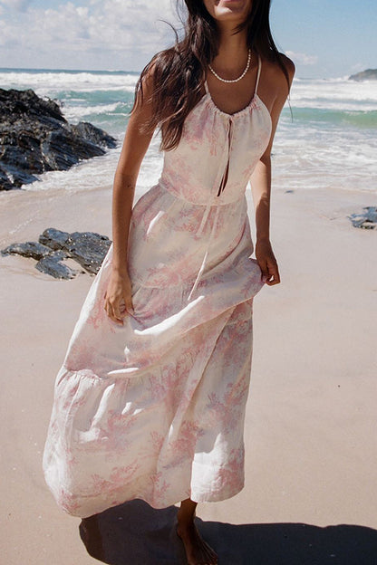 Cotton And Linen Blend Printed Maxi Dress