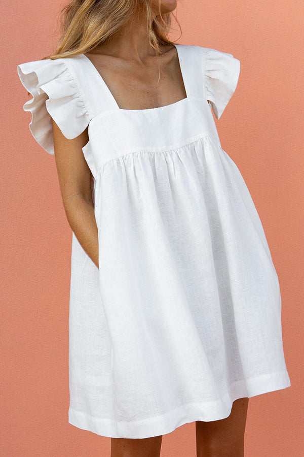 White Linen Mini Dress