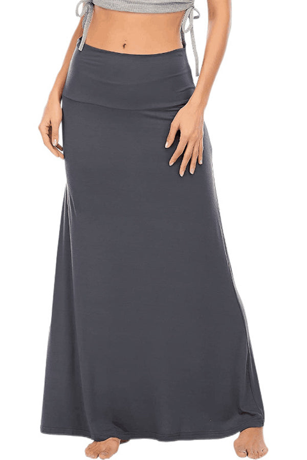 Wrap Asymmetric Stretch High Waist Draped Flowy Skirt