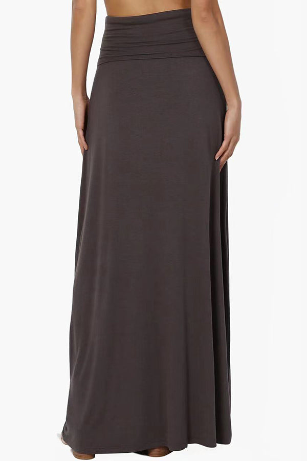 Wrap Asymmetric Stretch High Waist Draped Flowy Skirt