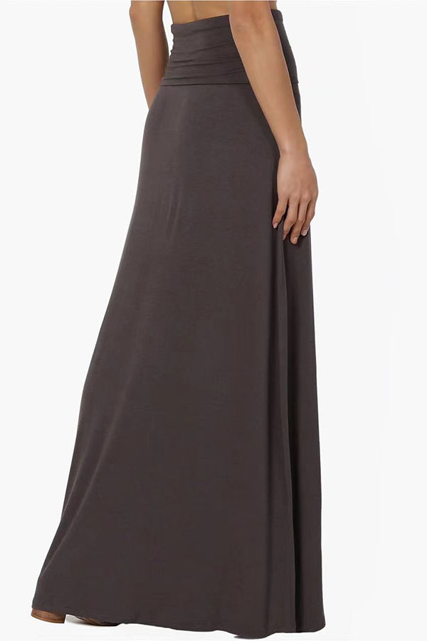 Wrap Asymmetric Stretch High Waist Draped Flowy Skirt