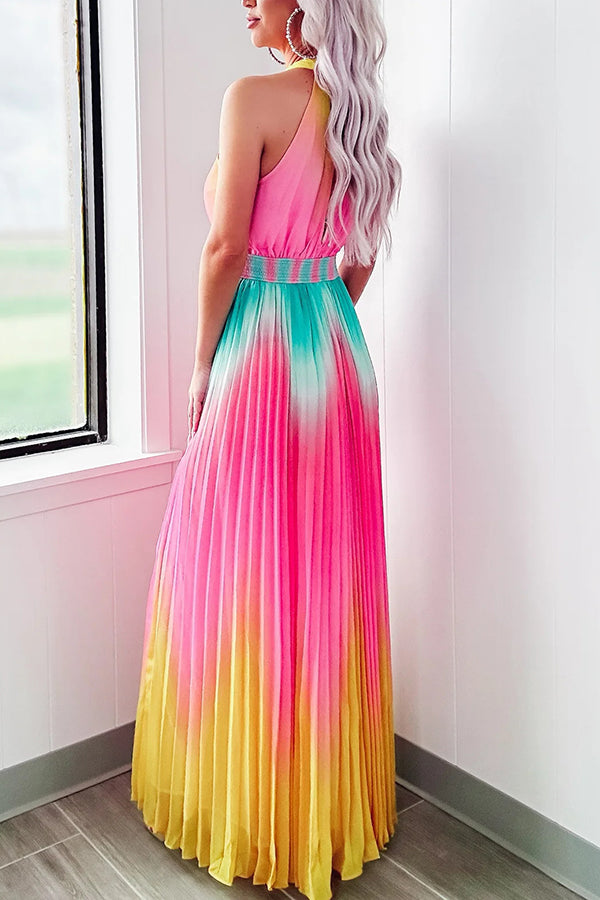 Delight Yourself Ombre Pleated Maxi Dress