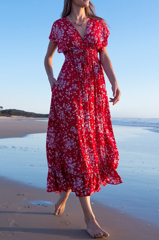 Linden Red Flora Maxi Dress