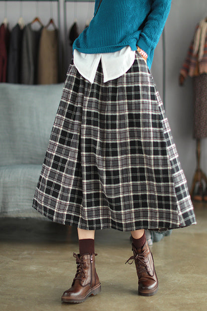 Artistic Retro Plaid A-Line Skirt