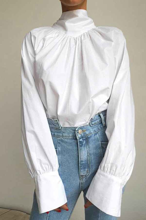 Collar Tie Cotton Blouse