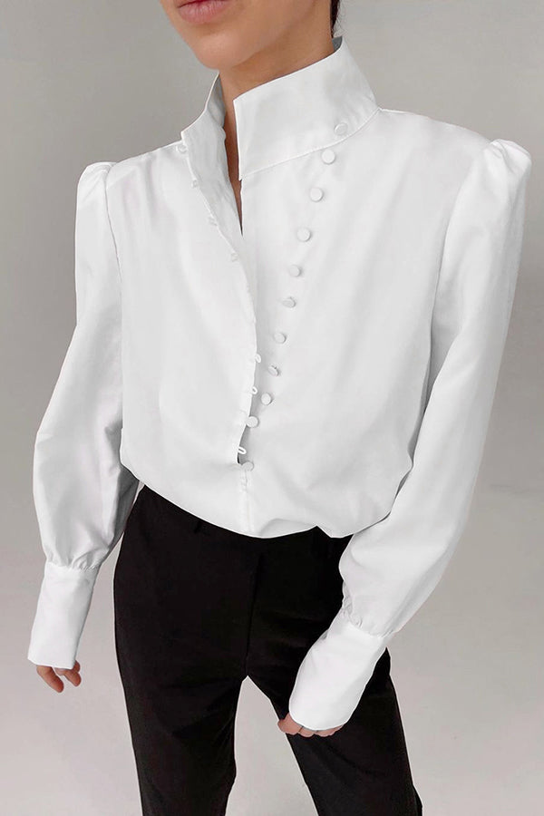 Elegant Turtleneck White Woman Blouse