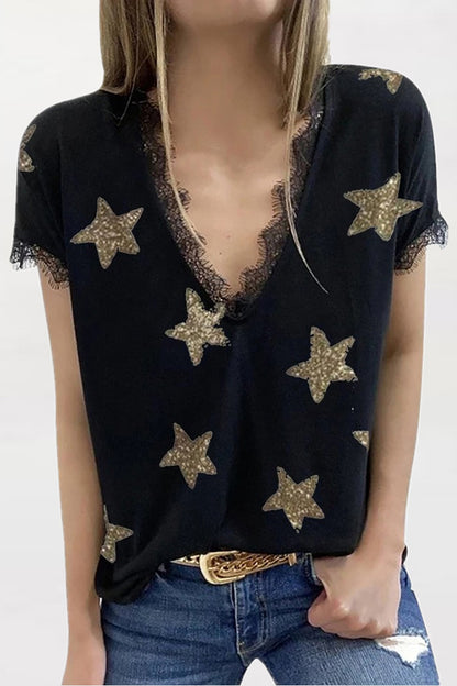 Sequined Star Loose T-Shirt