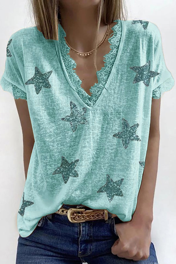 Sequined Star Loose T-Shirt