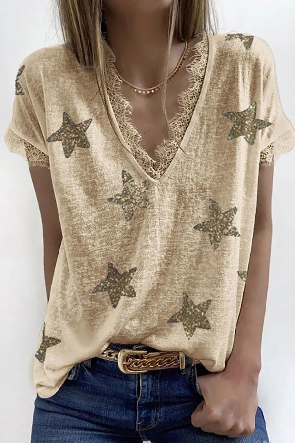 Sequined Star Loose T-Shirt