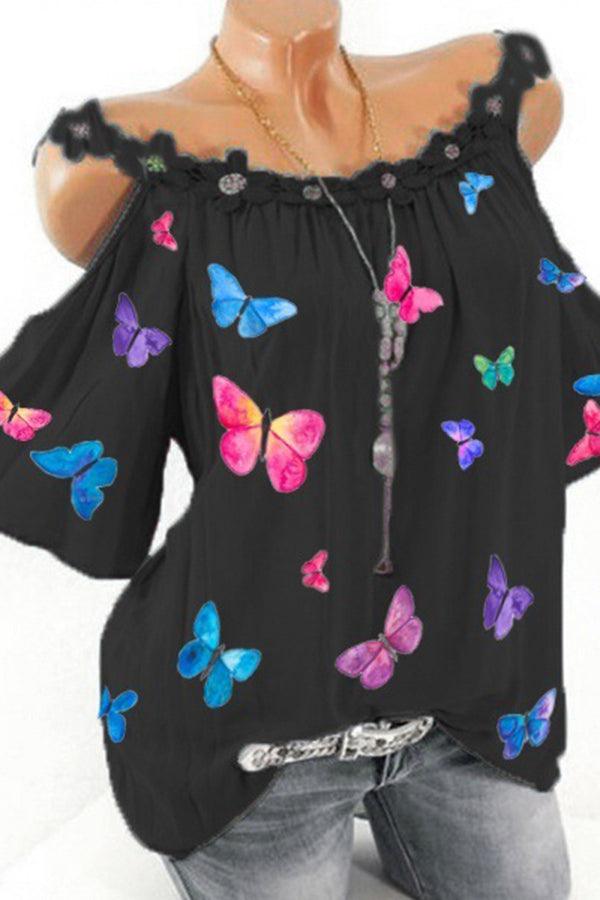 Colorful Butterfly Print Top