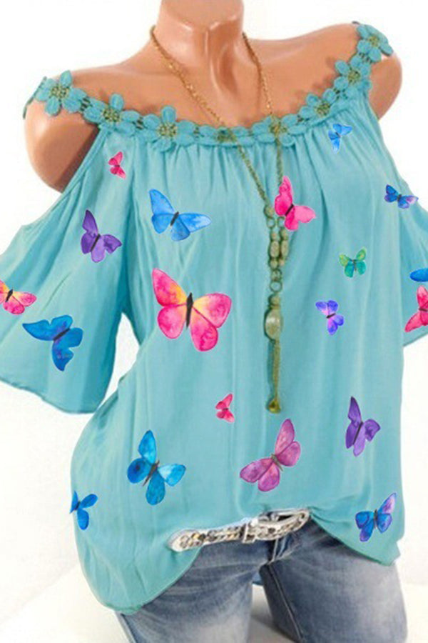 Colorful Butterfly Print Top