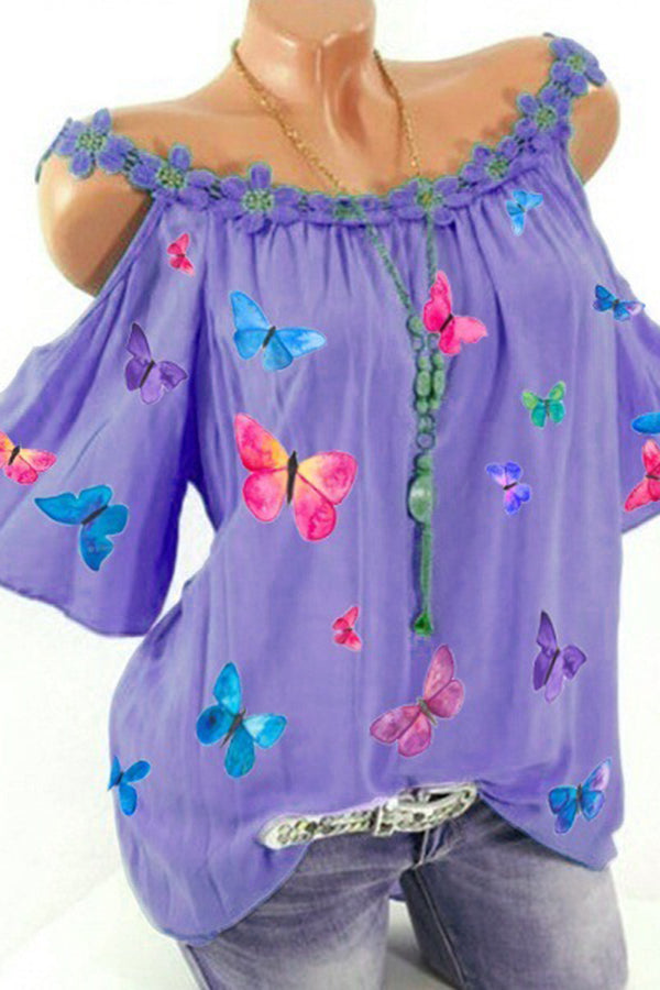 Colorful Butterfly Print Top