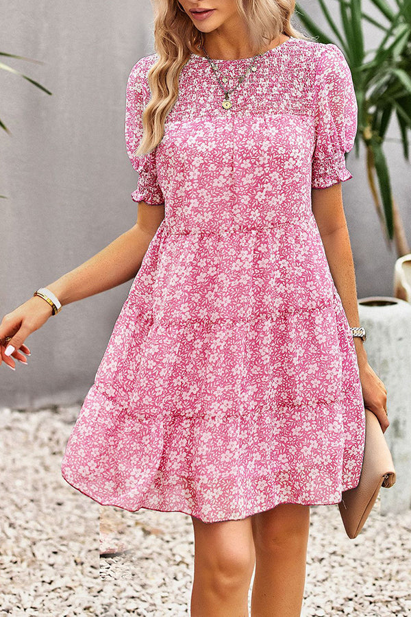 Chiffon Printed Waist Controlled Dress