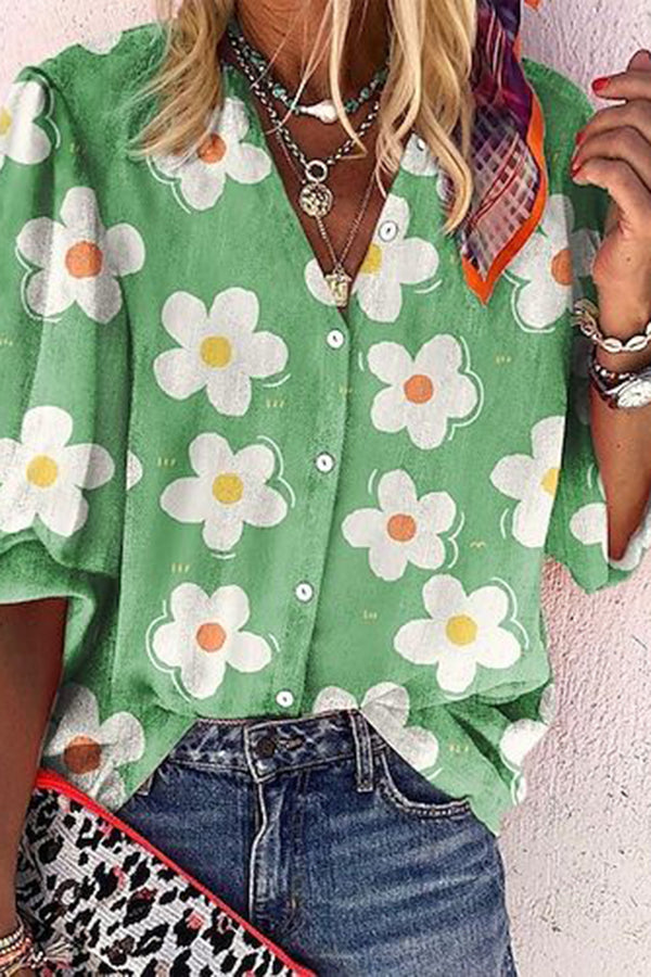 Cute Floral Print Shirt