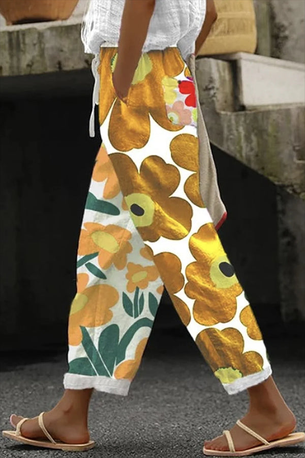 Loose Floral Casual Pants