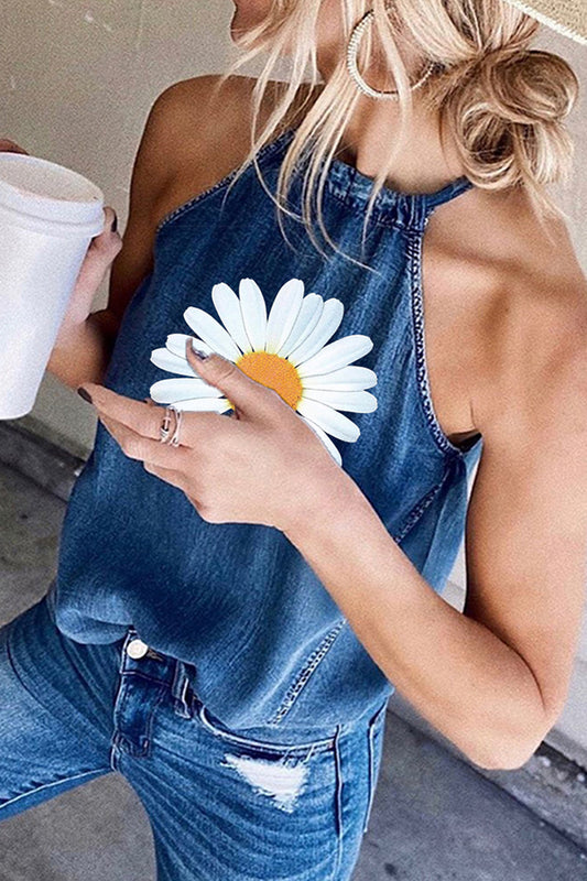 Daisy Print Denim Camisole