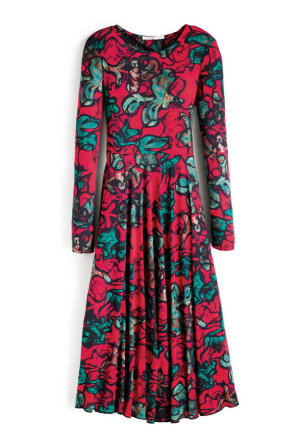 Exquisite Patterned Long-Sleeved Dress