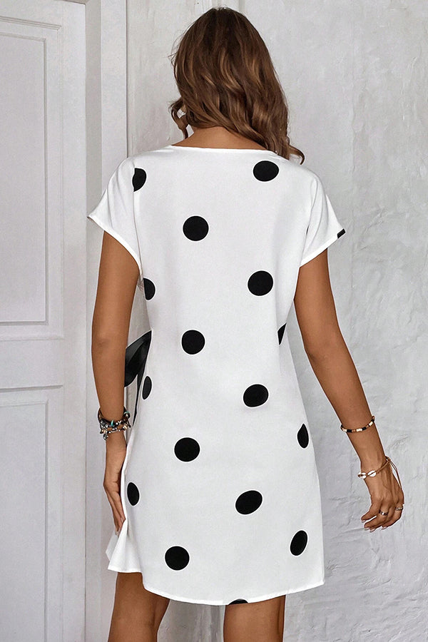 Loose Polka Dots V Neck Casual Dress