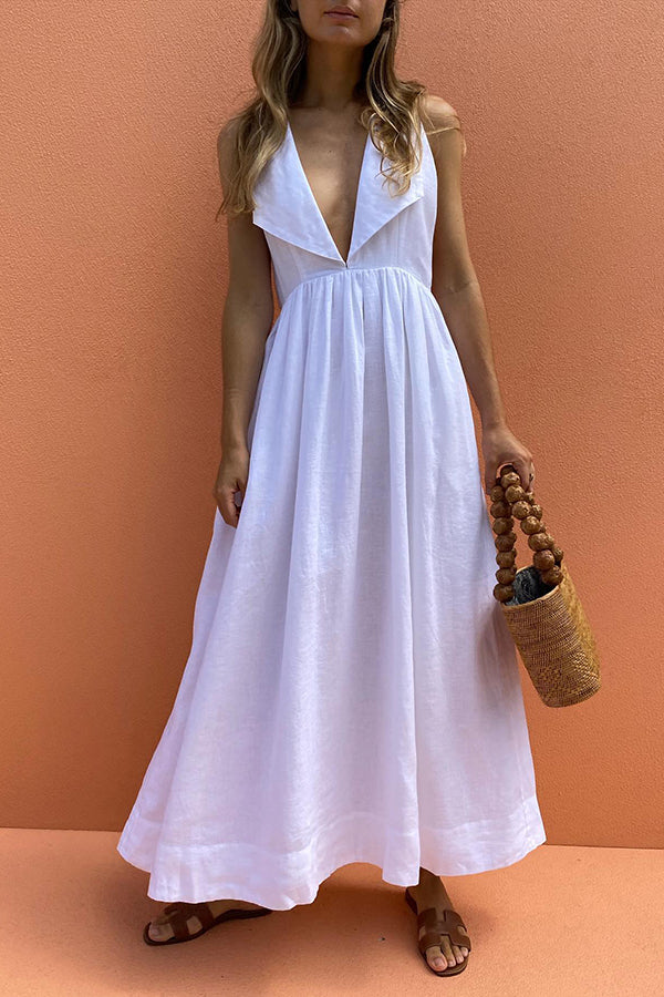 White Linen Maxi Dress