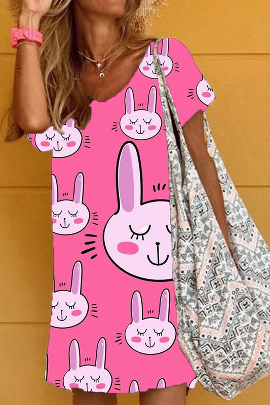 Cute Cartoon Print T-Shirt Dress