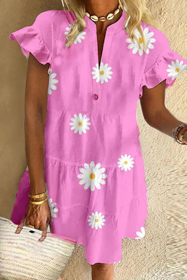 Hot Pink Daisy Print Dress