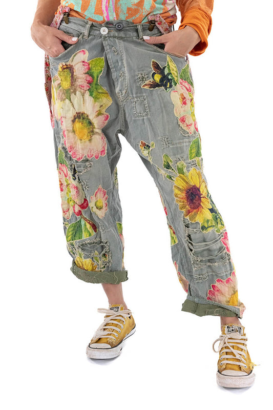 Pearl Miner Pants With Sunflower