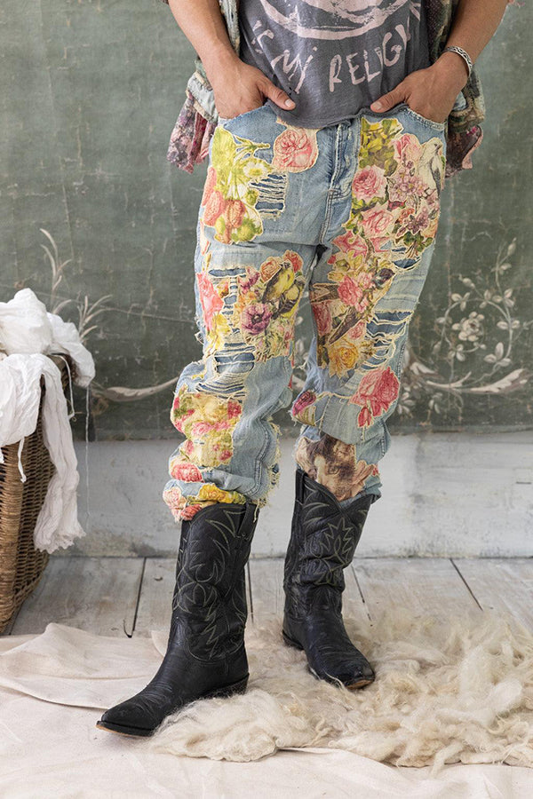 Floral Appliqu¨¦ Miner Denims