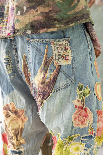 Floral Appliqu¨¦ Miner Denims