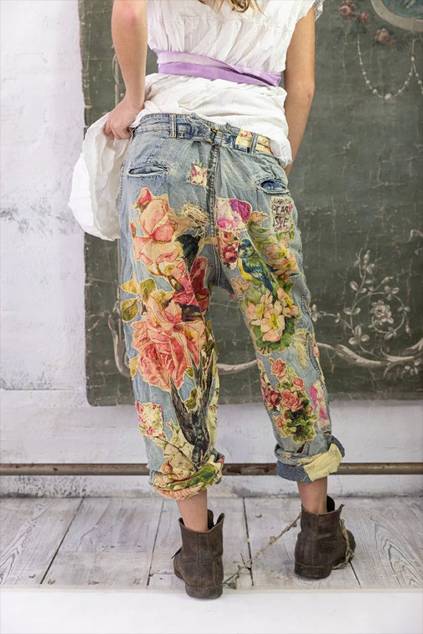 Floral Appliqu¨¦ Miner Denims