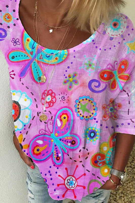 Colorful Printed Linen T-Shirt