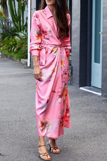 Floral Wrap Midi Dress