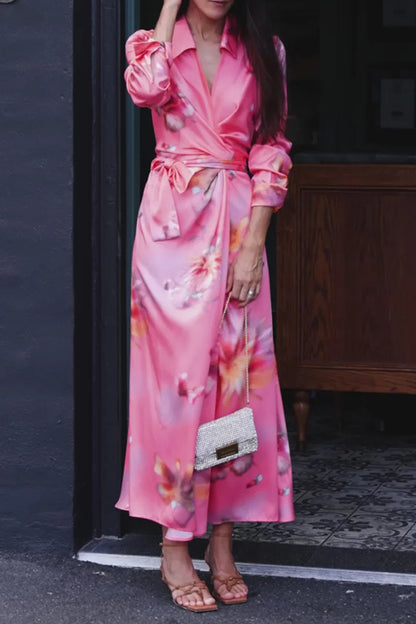 Floral Wrap Midi Dress